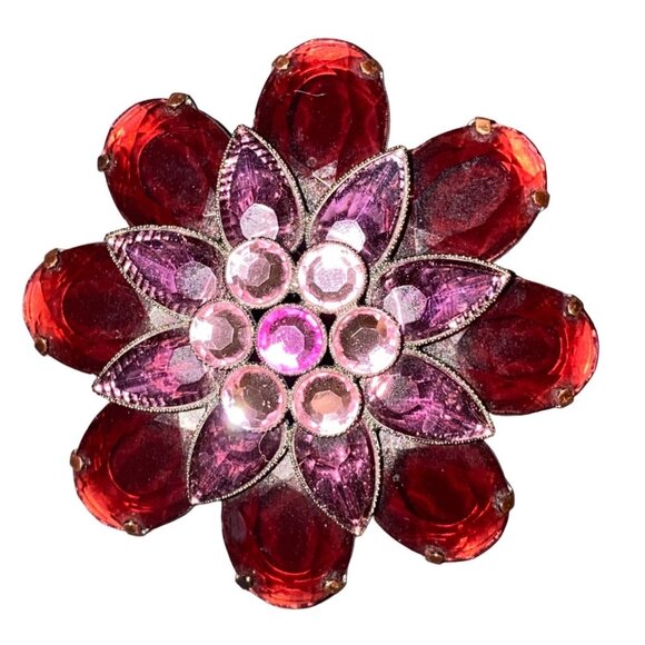 Brooch Flower 2.5 Inches Purple Costume Vintage Jewelry - Picture 1 of 5